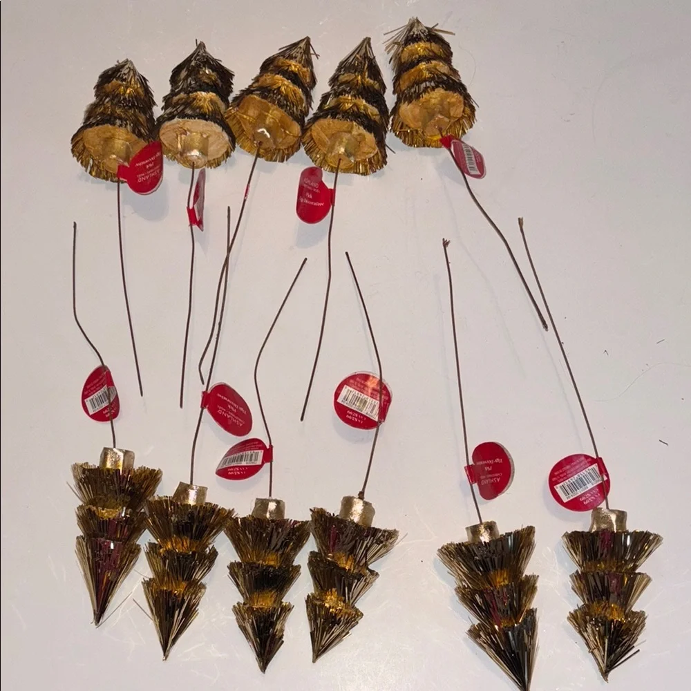 Gold Tinsel Tree Picks Set of 18 Gold Christmas Trees Pics Gold Tinsel Floral